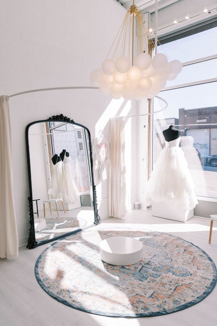 Luxury bridal shop in Kansas City and Saint Louis Bridal Shops Interior, Bridal Boutique Exterior, Bridal Dress Store, Bridal Boutique Ideas, Small Bridal Shop Interior, Bridal Shop Design, Bridal Botique Interiors, Wedding Dress Shop Interior, Bridal Store Interior Design