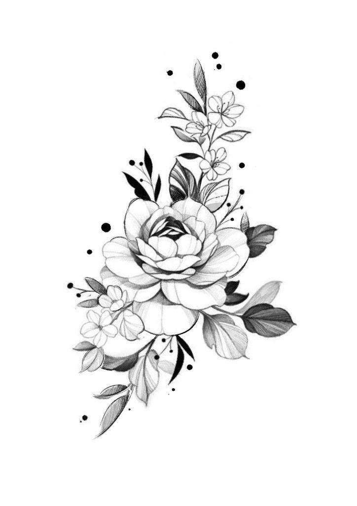 a black and white flower tattoo design