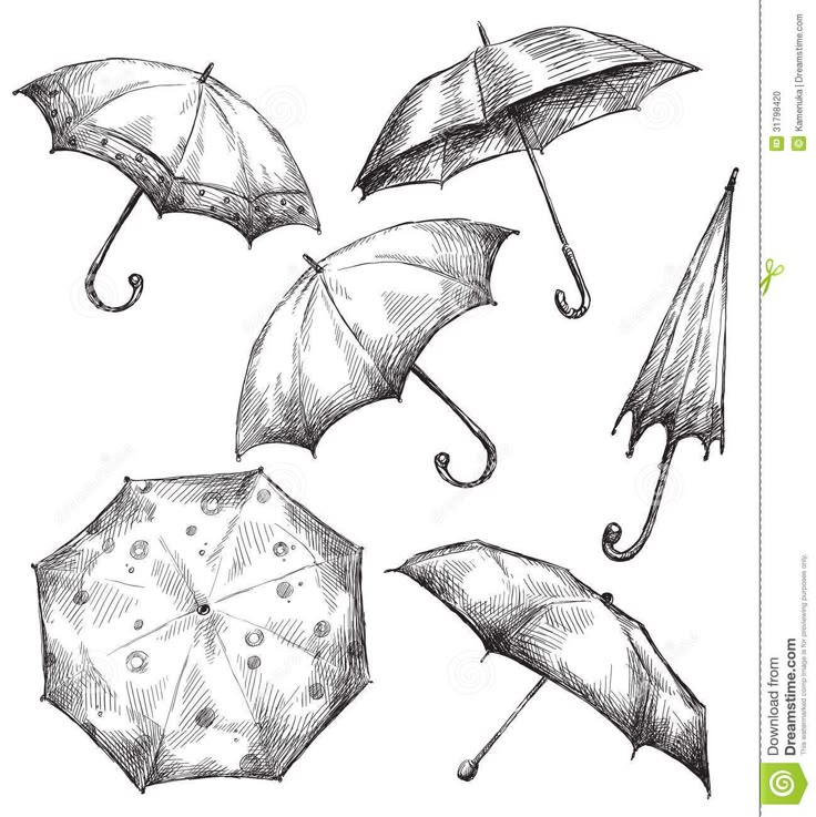 four umbrellas with different designs on them