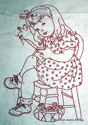 Mommy's Apron Strings: Vintage Redwork Children Done! Redwork Embroidery Patterns, Red Work Embroidery, Redwork Patterns, Modern Hand Embroidery Patterns, Vintage Embroidery Transfers, Vintage Embroidery Patterns, Embroidery Red, Sewing Vintage, Sunbonnet Sue