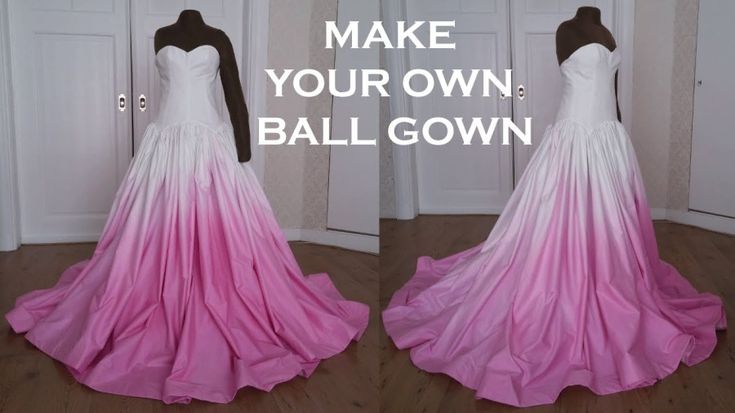 two pictures of a dress with the words make your own ball gown on top and bottom