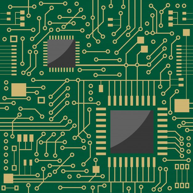 an electronic board with many different types of circuit boards and microchips on it