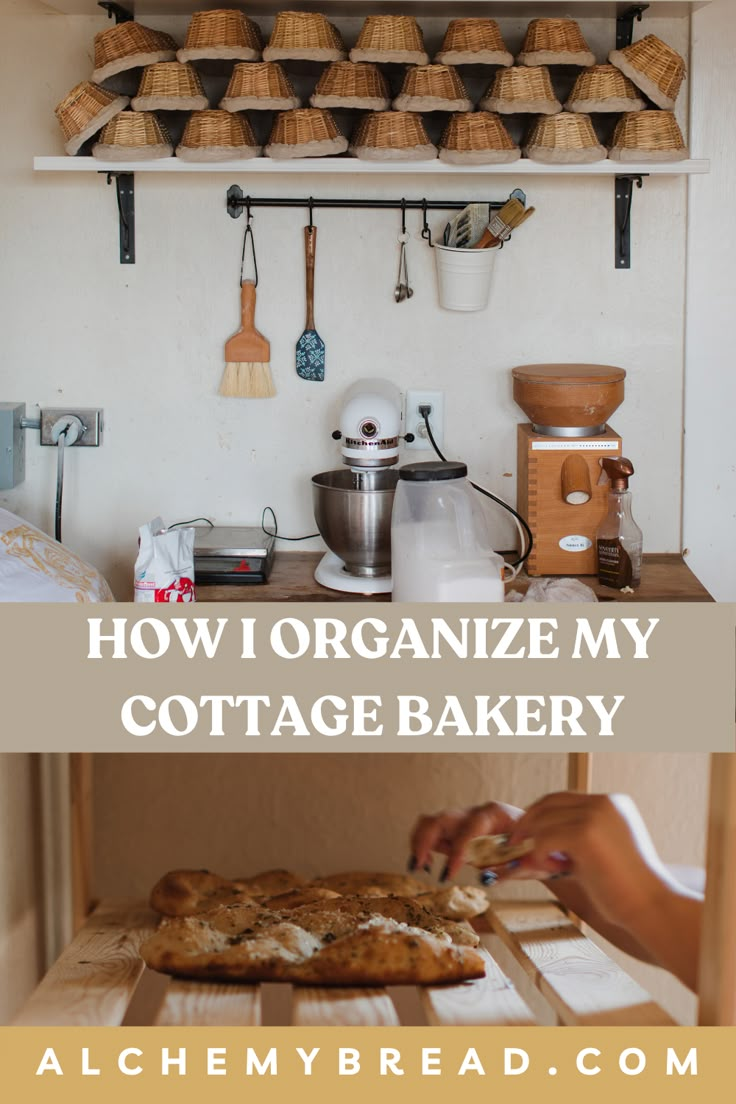 the kitchen is organized and ready to be used as a storage area for baking supplies