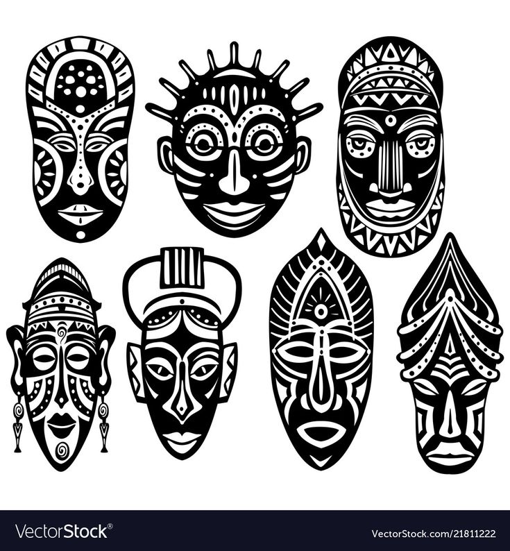 the african masks are black and white