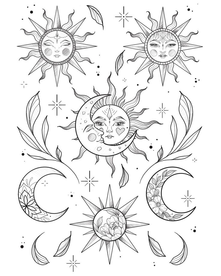 the sun, moon and stars tattoo design