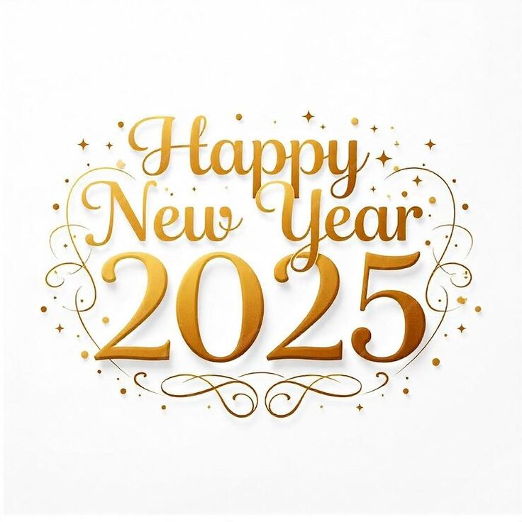 a happy new year card with gold lettering