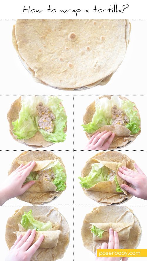 how to wrap a tortilla with lettuce and meat in the middle