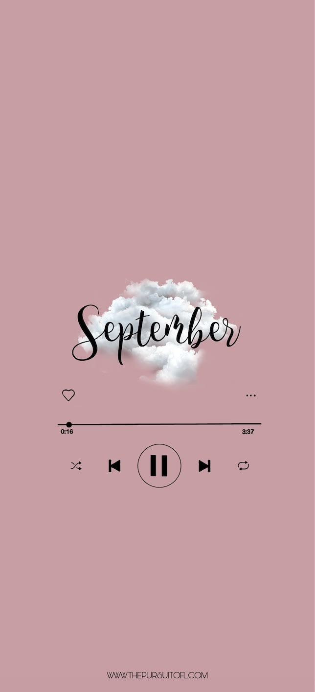 a pink background with black and white lettering that says,'september'on it