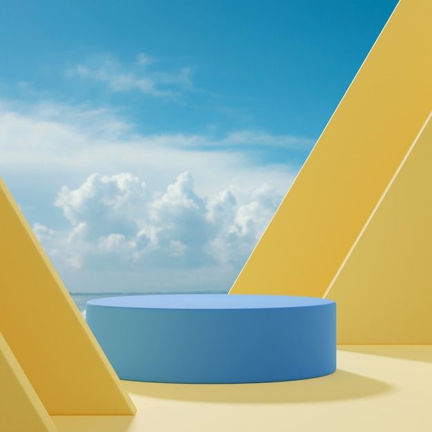 a blue and yellow object sitting on top of a sandy beach