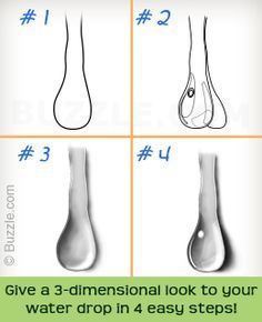 the steps to draw a water drop in 4 easy steps