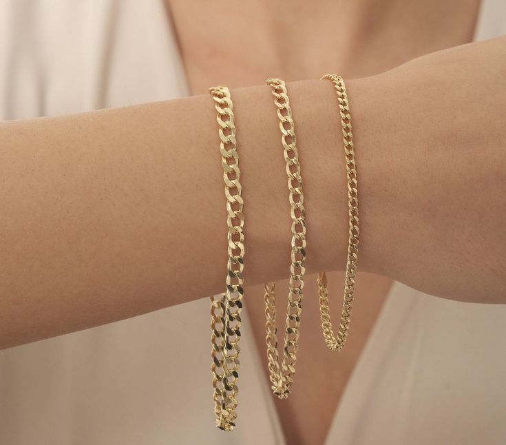 Material: Gold Carat: 14K (585) Solid Gold   14K Miami Cuban Chain Bracelet, Real Gold Cuban Link Chain,14K Gold 2.15mm 2.90mm 3.80mm Bracelet, Gold Curb Bracelet, Unisex Chain Bracelet   -- Details 14K Solid Gold Plated is Not Gold it is Real Solid Gold Gold Color Options; Material: Solid Gold Karat: 14 K (585) Chain width: 2.15mm 2.90mm 3.50mm - - Express shipping * United States: 4-6 business days * Canada: 4-6 business days * Europe: 4-6 business days * Australia: 4-6 business days * UK: 4-6 Gold Cuban Link Chain, Miami Cuban, Cuban Link, Cuban Link Chain, Cuban Chain, Lovely Jewellery, Real Gold, Link Bracelets, Chain Bracelet