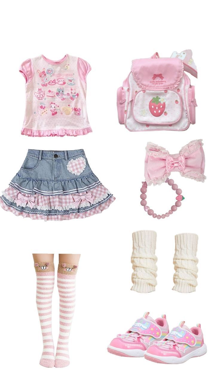 🐾🍡🍥 Cute Outfits Soft Aesthetic, Kawaii Cutecore Outfit, Cutegore Outfit Ideas, Kawaii Kei Fashion, Where To Buy Cutecore Clothes, Cute Core Outfits Kawaii, Cute Core Outfit Idea, Kawaiicore Hairstyles, Kawaii Kei Outfit