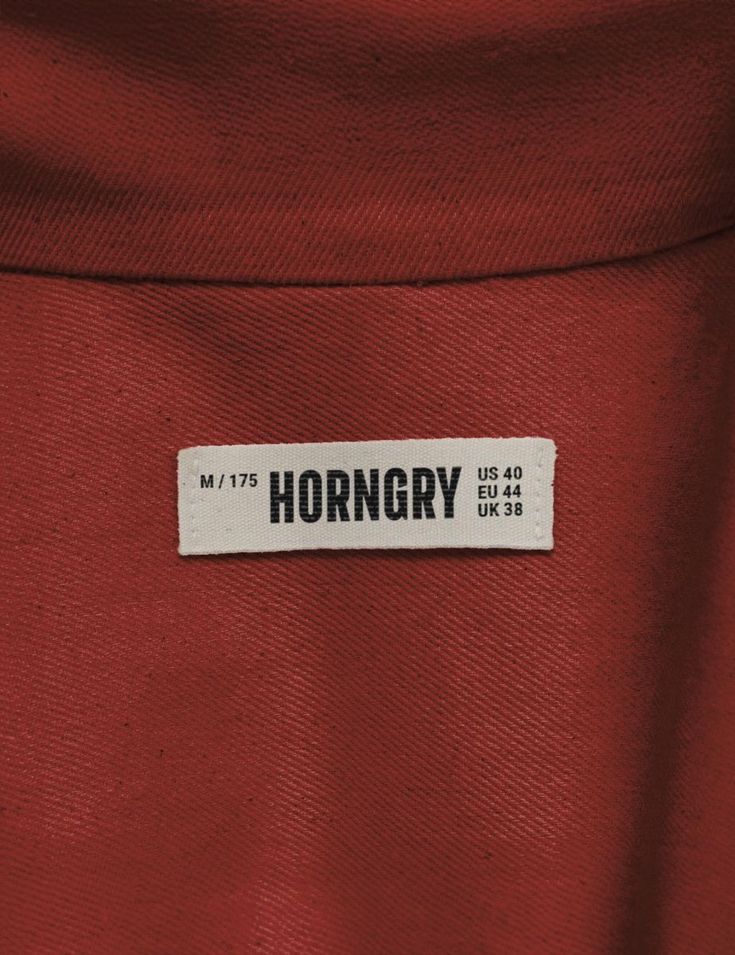 Horngry | Clothing brand identity Clothing Brand Typography, Logos Clothing Brand, Cloth Tag Design, Shirt Label Design, Tshirt Brand Logo, Cloth Logo Design, New Year T Shirt Design, Clothing Brand Packaging, Clothes Brand Logo