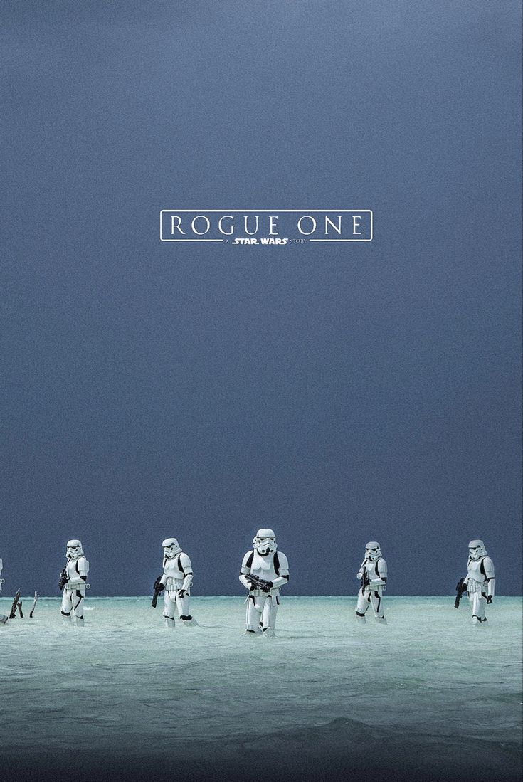 a group of star wars stormtroopers standing in the water with text reading, rogue one