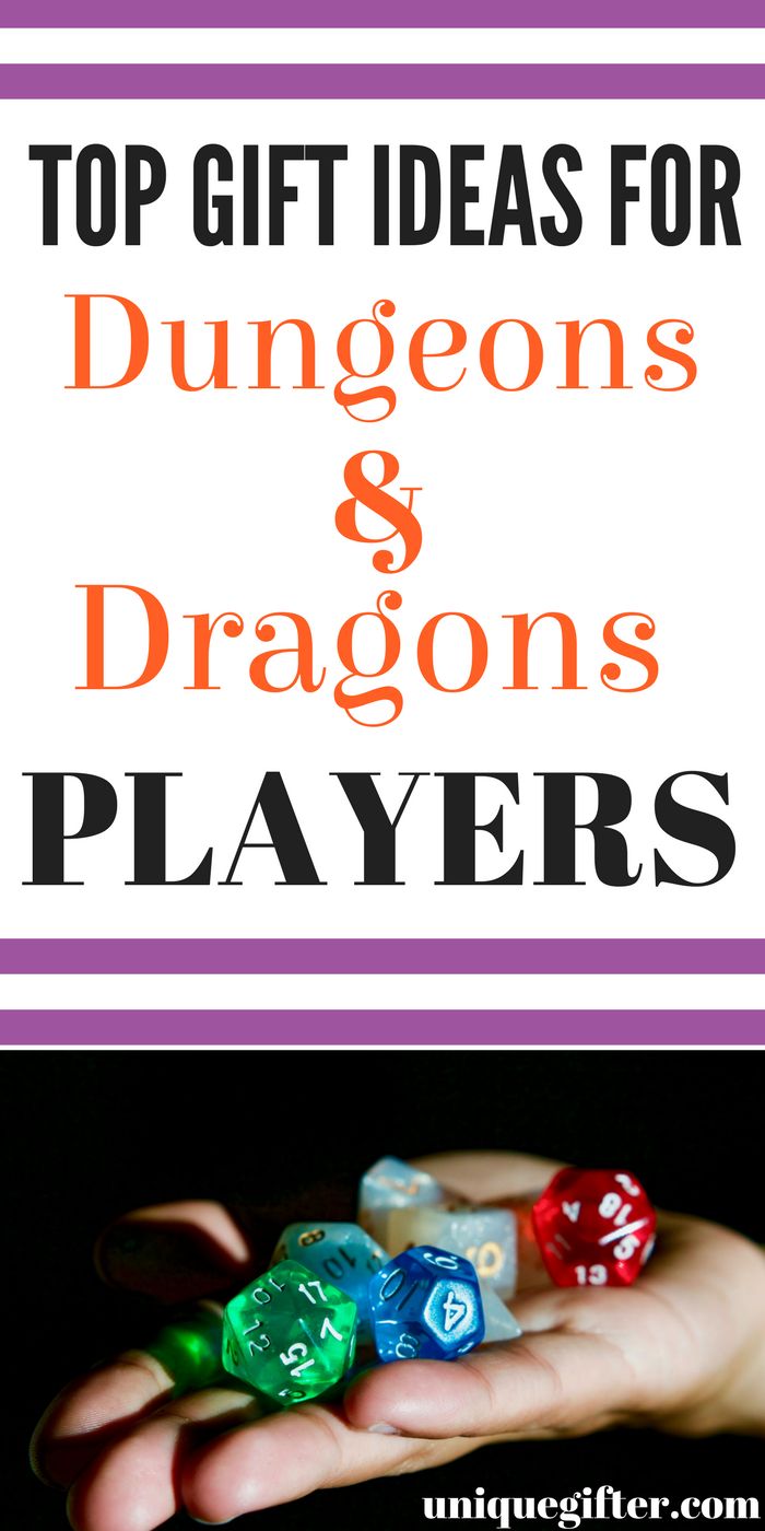 a hand holding dices with the words top gift ideas for dungeonss and dragon players