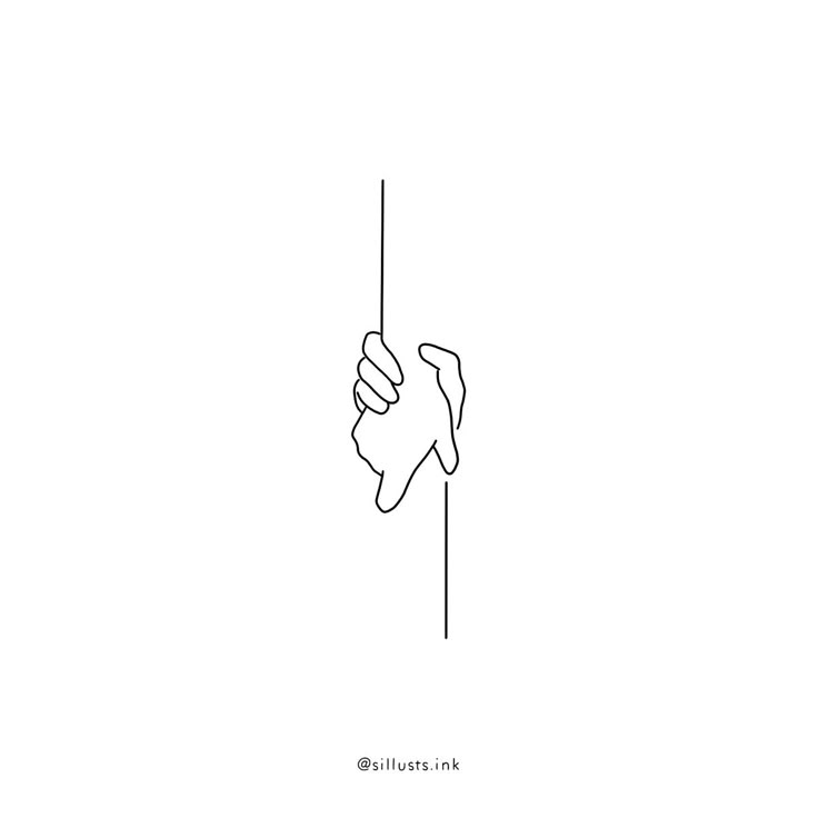 a line drawing of a hand holding on to a pole