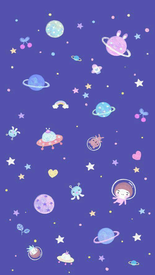 an image of space wallpaper with stars and planets on the purple background for children's room