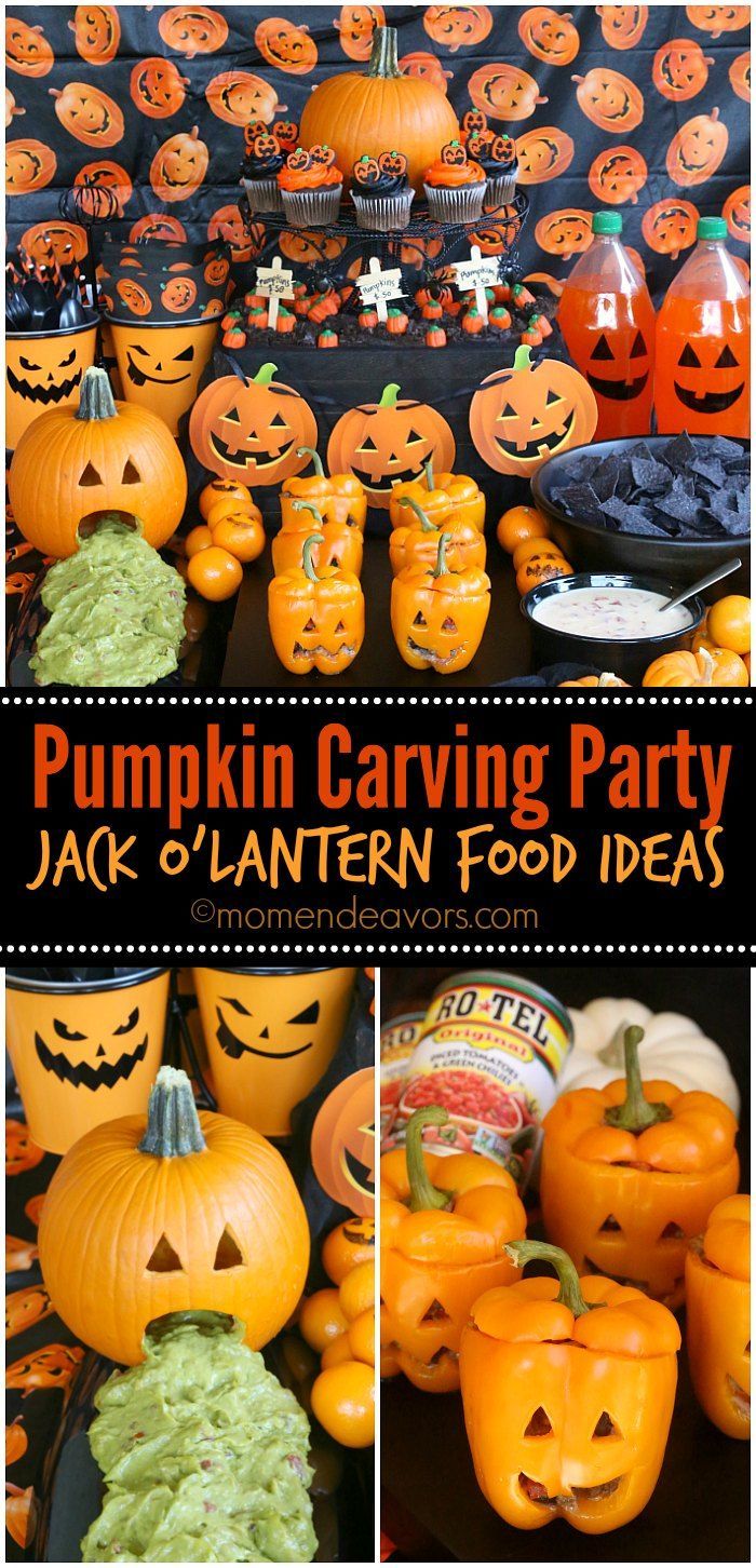 pumpkin carving party with jack o lantern food ideas