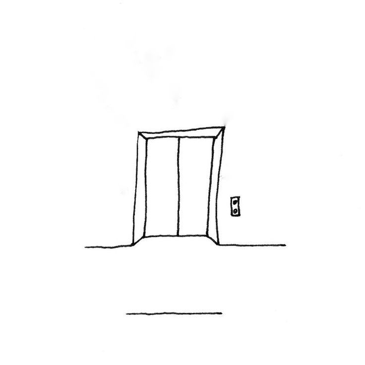 an open door to another room that is in the middle of nowhere drawing by person