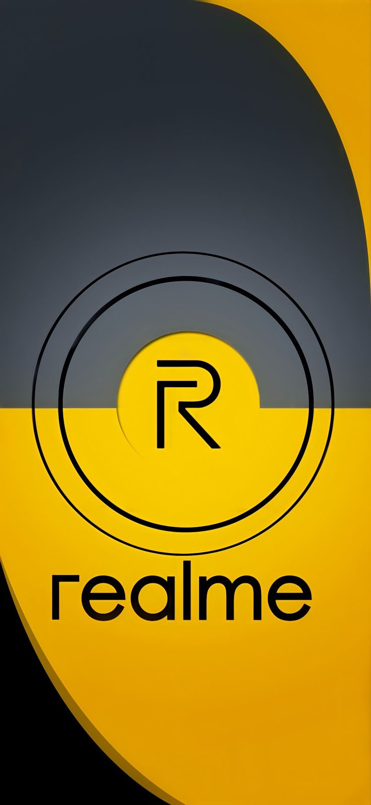 the logo for realme is shown in black and yellow