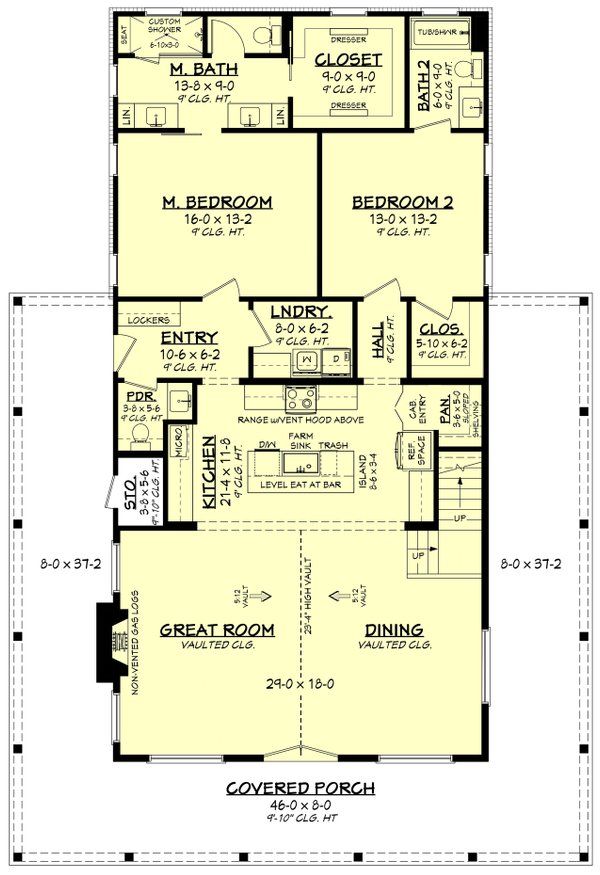 the floor plan for a two story house with an attached garage and living room area