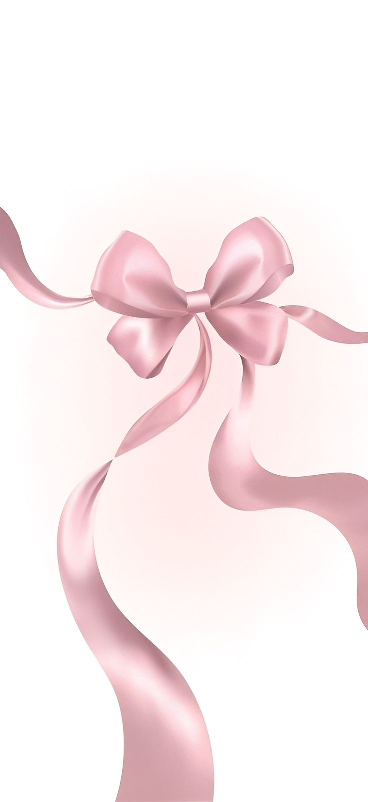 a pink ribbon with a large bow on it's end is flying in the air