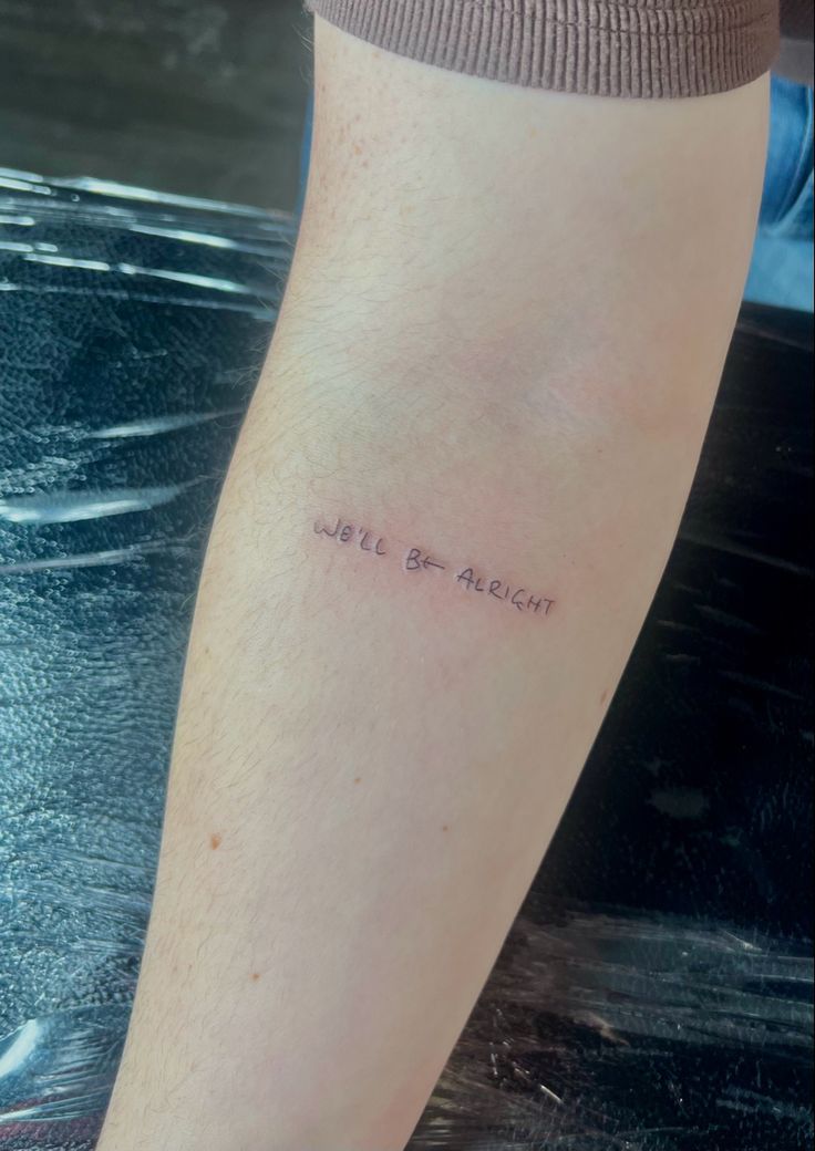 harry styles we’ll be alright tattoo We’ll Be Alright Harry Styles Handwriting Tattoo, Fine Line Album Tattoo, Harry Styles Subtle Tattoos, We’ll Be All Right Harry Styles Tattoo, Here For A Good Time Tattoo, We'll Be Fine Line Tattoo, Harry Styles Tattoos As It Was, Cute Harry Styles Tattoos, It’ll Be Alright Tattoo