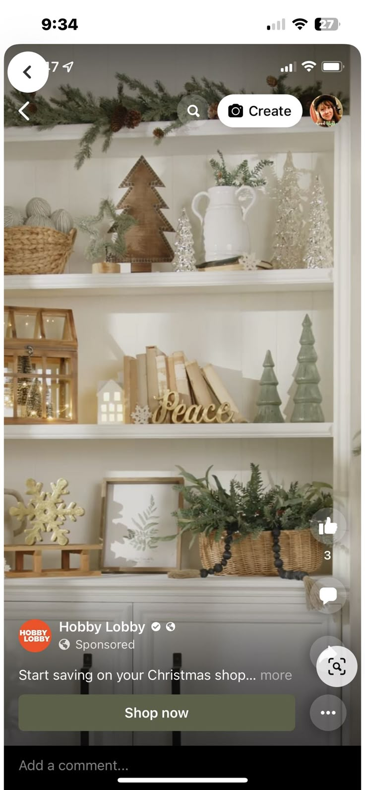 an iphone screenshot of christmas decorations on shelves