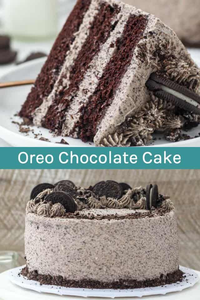 there is a chocolate cake with oreo cookies on it