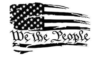 we the people sticker with an american flag on it's back and words that say