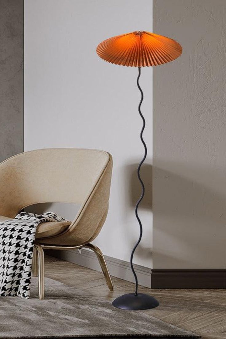 Squiggle Floor Lamp - SamuLighting Squiggle Floor Lamp, Squiggle Table, Beautiful Floor Lamps, Linen Lampshade, Red Lamp, Living Room Den, House Decor Modern, Black Lampshade, Light Pole