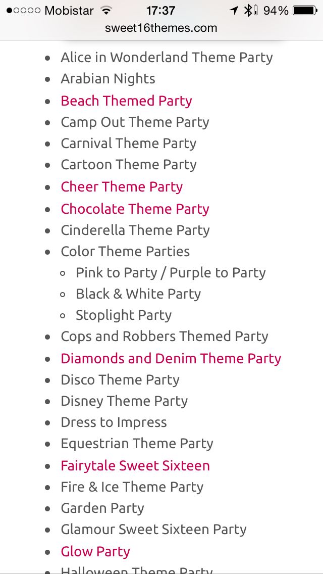 an iphone screen showing the theme party list