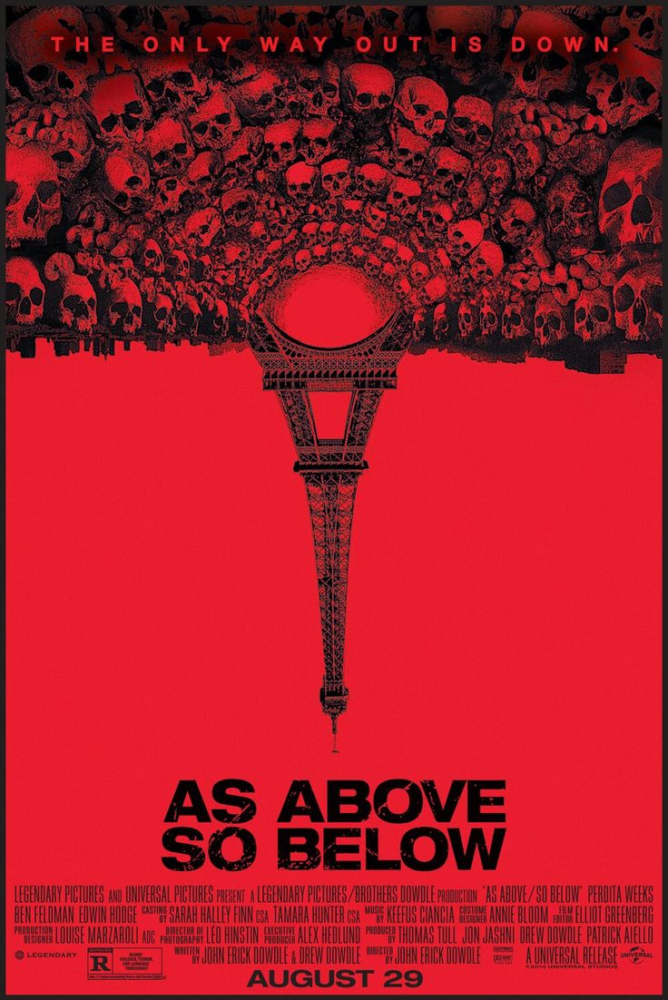 a movie poster for the film as above so below, with skulls in the background