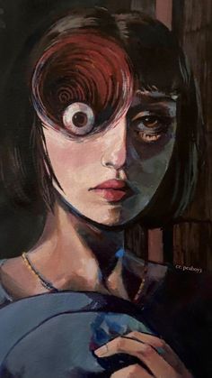 a painting of a woman with an eyeball on her face