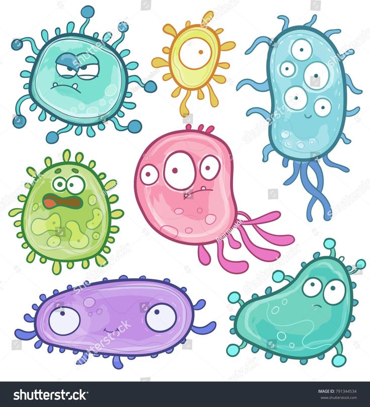 cartoon germs with different colors and sizes on a white background stock photo - 547