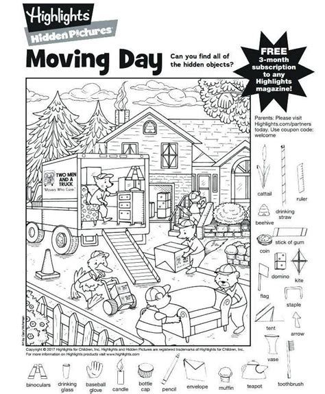 a coloring book with the words moving day on it