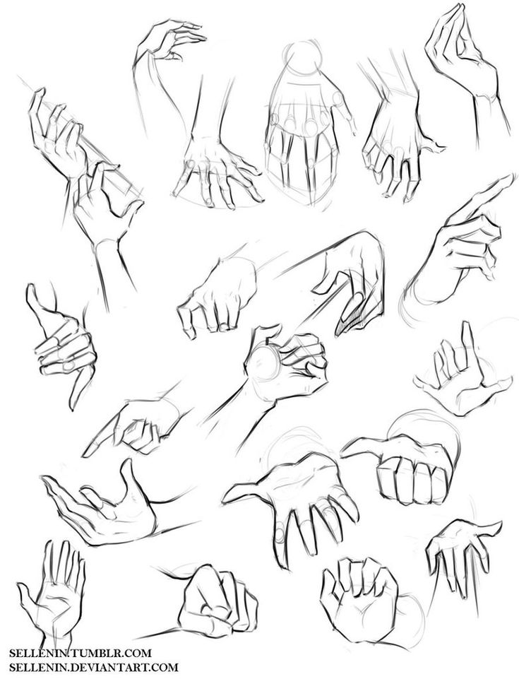 hands and fingers drawn by someone using the same technique as they are in different positions