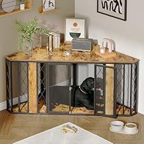 a dog is sitting in its cage on the floor next to some books and other items