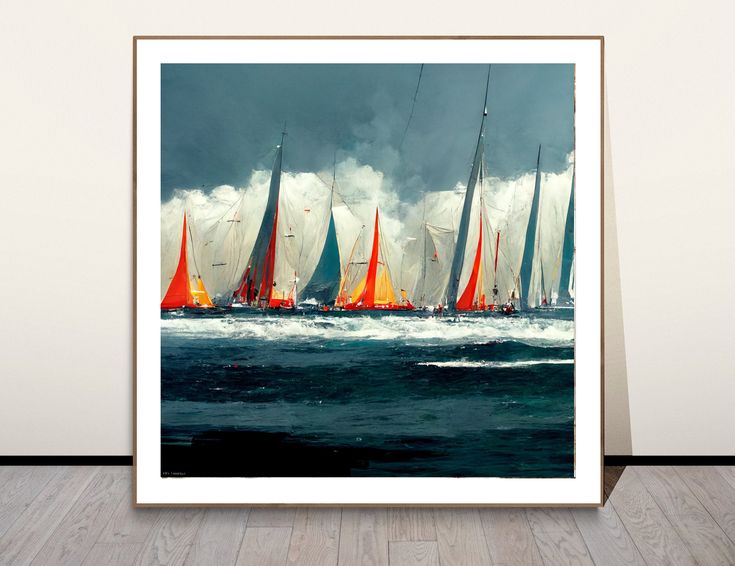 a group of sailboats sailing in the ocean on a cloudy day with storm clouds