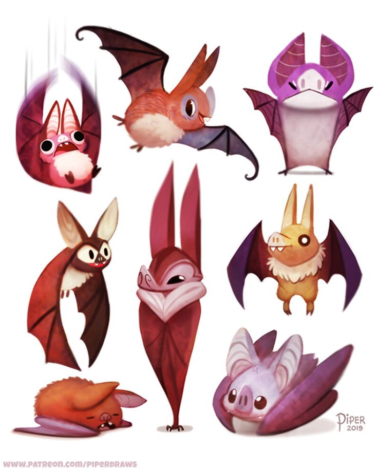 several different types of bats with eyes and nose designs on them, all in various shapes and sizes