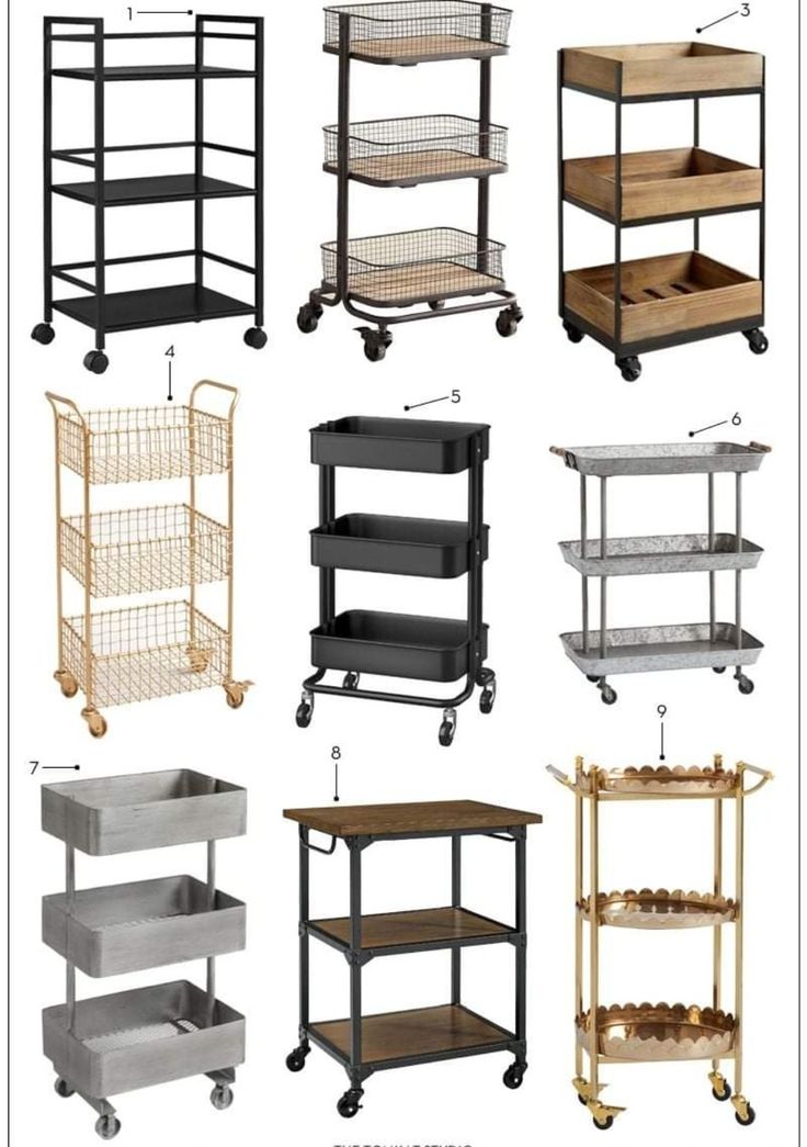 the different types of shelves on wheels