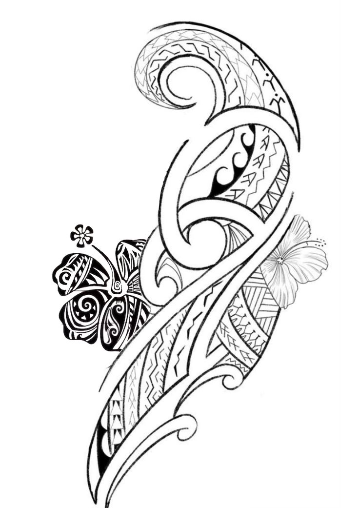 a black and white tattoo design with flowers