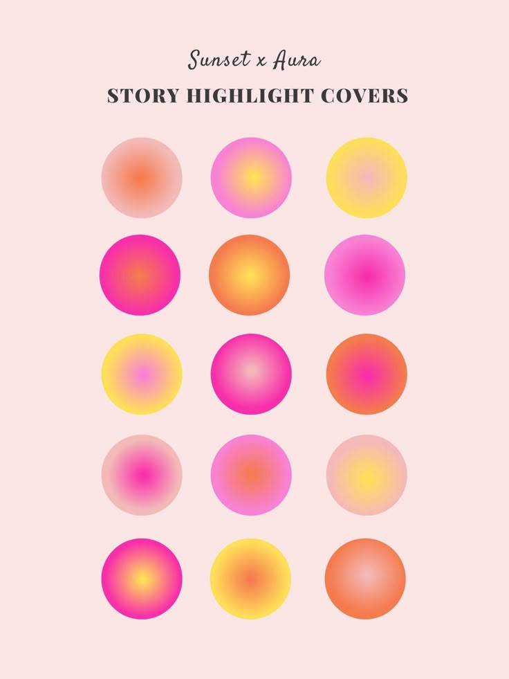 the cover for sunset and aura's story highlight covers is shown in pink, orange, and yellow