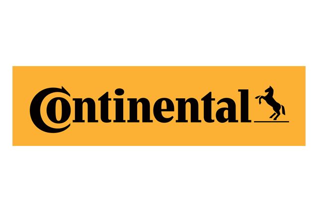 the logo for continental is shown in black and yellow, with an image of a horse on