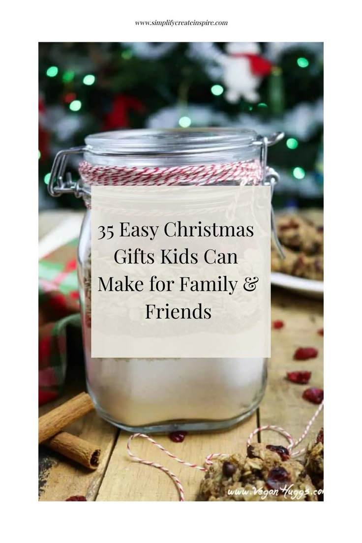 a glass jar filled with homemade christmas gifts