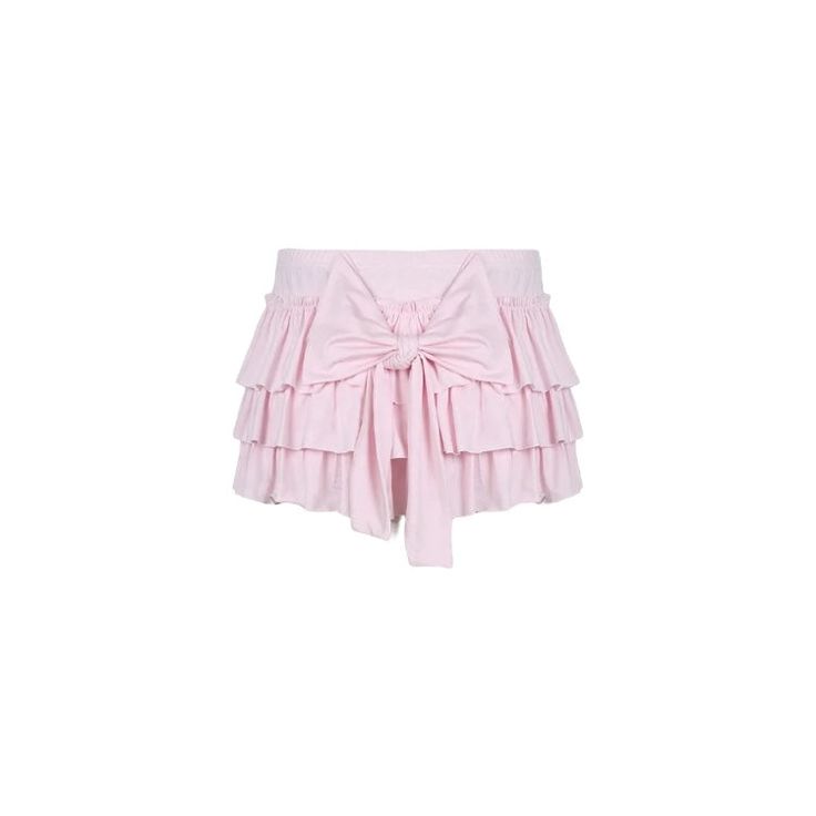 This beautiful pink skirt exudes charm with its coquette style and bow detail on the back. Its short length adds a touch of playfulness and versatility to any outfit. Perfect for those who want to make a statement and stand out in a crowd. Cute Pink Ruffled Shorts, Pink Party Bottoms With Bow, Elegant Short Pink Skirt, Chic Mini Skirt With Ruffles, Chic Pink Mini Skirt For Spring, Feminine Tiered Ruffled Skirt Shorts, Party Cotton Ruffled Skirt Bottoms, Party Mini Skirt With Bow, Fitted Pink Bottoms With Bow