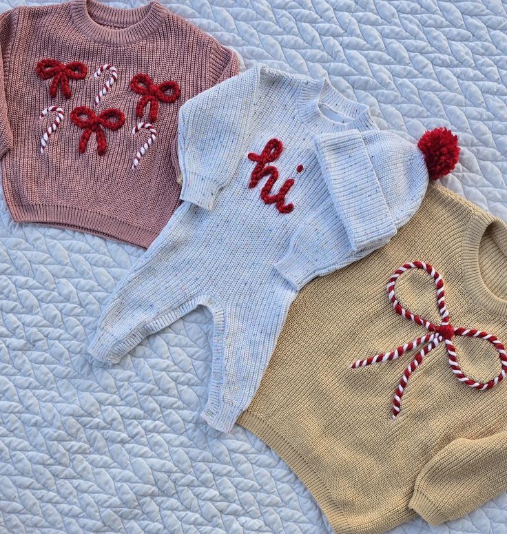 Just in time for Christmas and cooler weather!! Our adorable hand embroidered Christmas sweaters would be perfect for family gatherings, family pictures, and School parties and Christmas Day!! We offer various sizes so that siblings can match as well!!  You can design your sweater how you would like it! Send me all the ideas. Here is the order link to the romper pictured:  https://littlebigsstitchn.etsy.com/listing/1749381378 Optional: Leave your Instagram and I'll add a photo when your item is ready! Please feel free to message me with additional questions! Merry Christmas Yall!! Thanks~~Anna Hand Embroidered Christmas Sweater, Christmas Embroidery Sweater, Christmas Embroidered Sweater, Hand Embroidered Christmas Ornaments, Diy Christmas Sweater Ideas, Christmas Boy Outfit, Embroidered Sweater Diy, Christmas Day Outfits, Embroidered Christmas Sweater