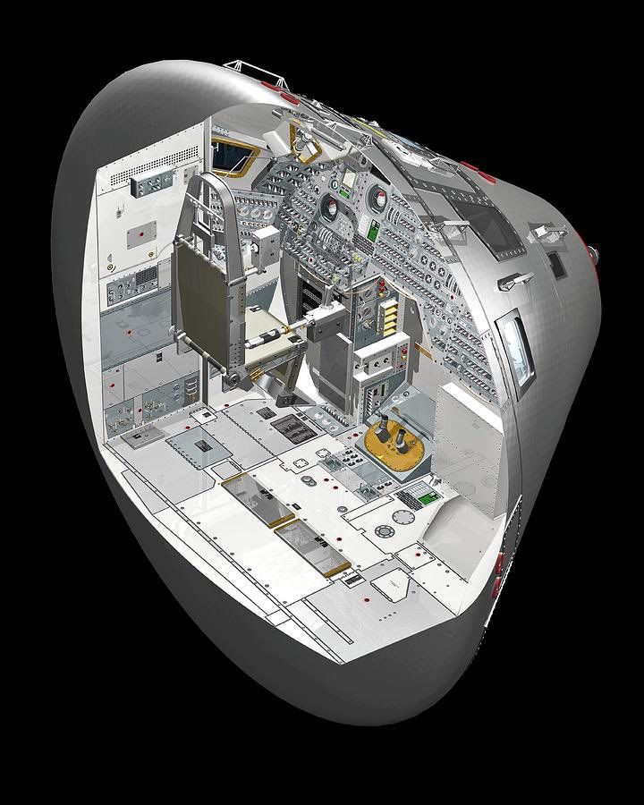 Cutaway illustration. Looks like the Apollo capsule with 2 of the seats ...