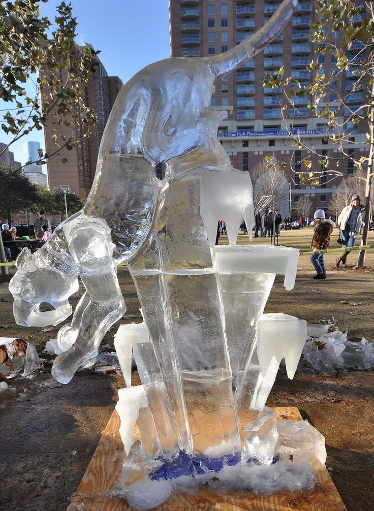 an ice sculpture in the middle of a park