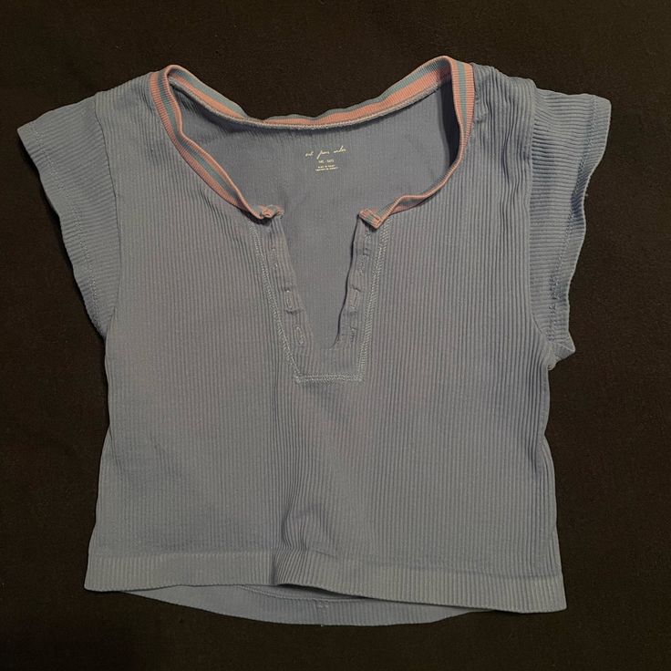 Never Worn. Size M/L Purple Stretch Crop Top, Casual Purple Crew Neck Crop Top, Cute Purple Top For Spring, Blue Urban Outfitters T-shirt For Spring, Casual Purple Short Sleeve Top, Casual Purple Crop Top, Basic Lavender Cotton Top, Purple Cotton Tops For Spring, Urban Outfitters Stretch Short Sleeve T-shirt